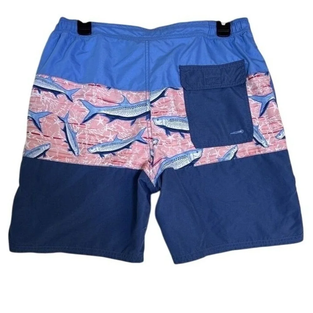Vineyard Vines Men's Blue Tropical Swim Trunks Sz Small Fish Print‎ 7